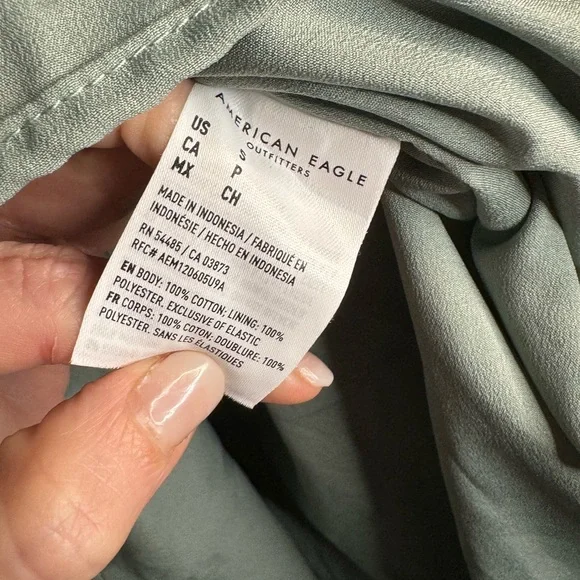 American Eagle Green Ruffle Dress with Balloon Sleeves and Elastic Waist Size Sm - Picture 5 of 6